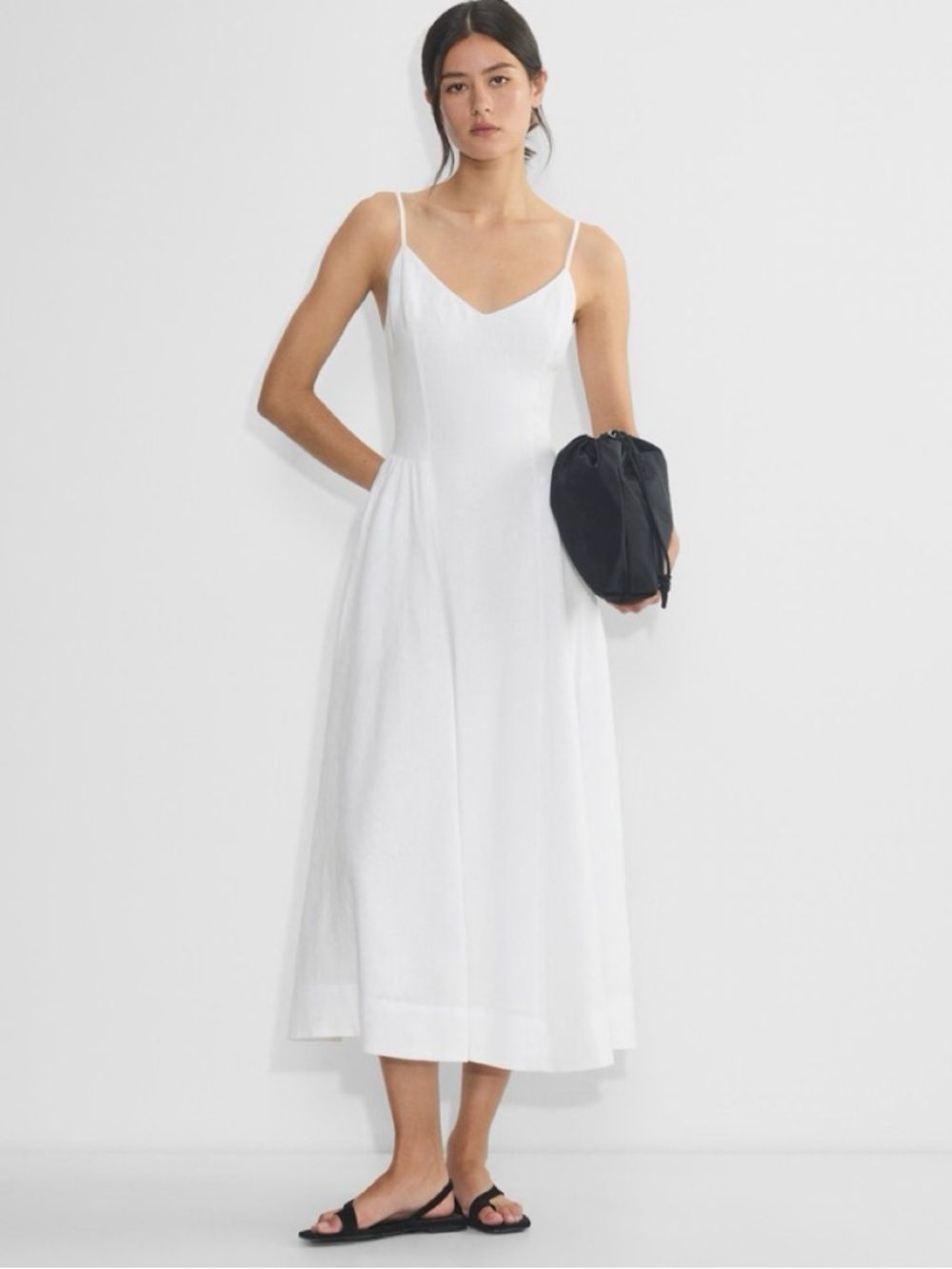 Aritzia Babaton White Technique Linen Midi Dress